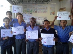 Friendly Haven Kids receiving certificates