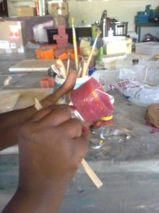 Telma de-moulding the second pringle candle