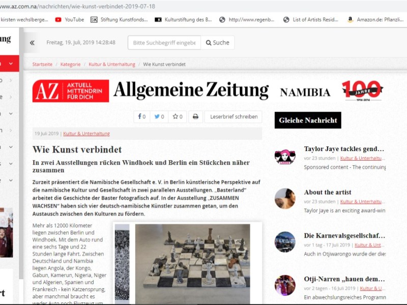 Newspaper Article: Group Exhibition ‘Zusammen&nbsp;Wachsen’