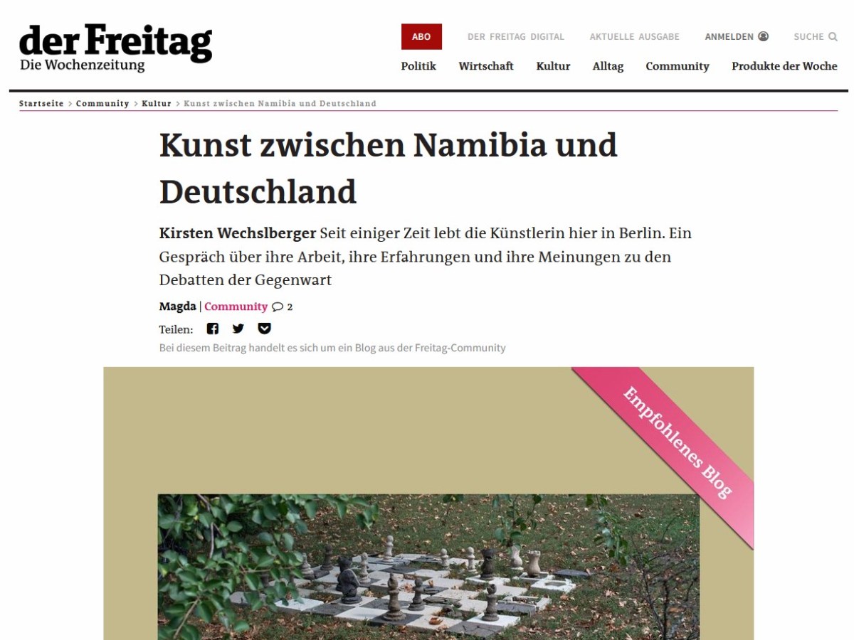 Online Article: Kunst zwischen Namibia und&nbsp;Deutschland